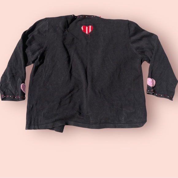 Vintage Jack B. Quick Love Black Multi Colored 3/4 Sleeve Cardigan - Picture 5 of 6